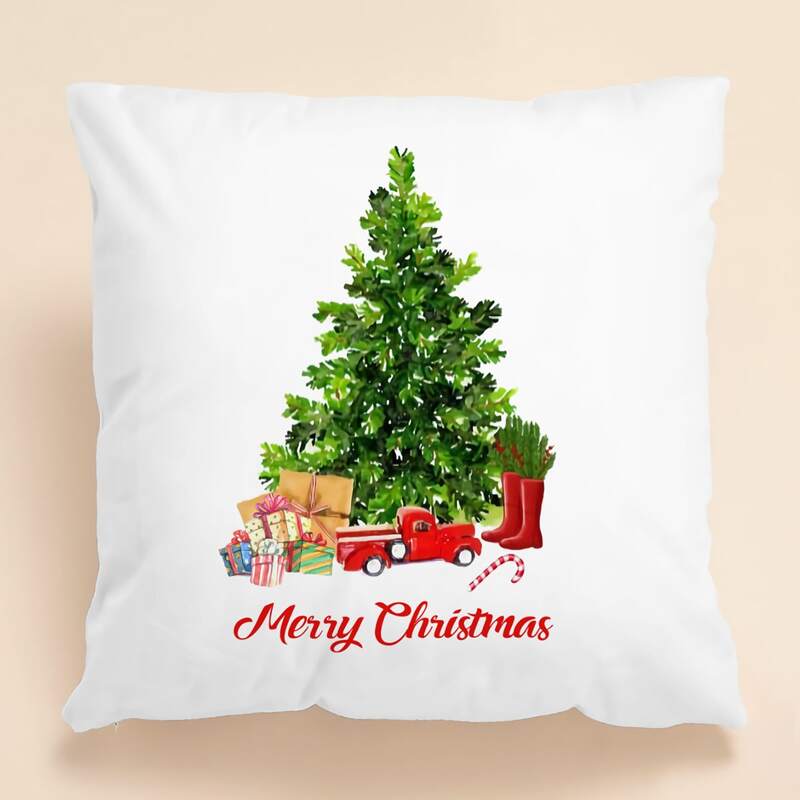 Christmas Tree Cushion Cover Without Filler, White