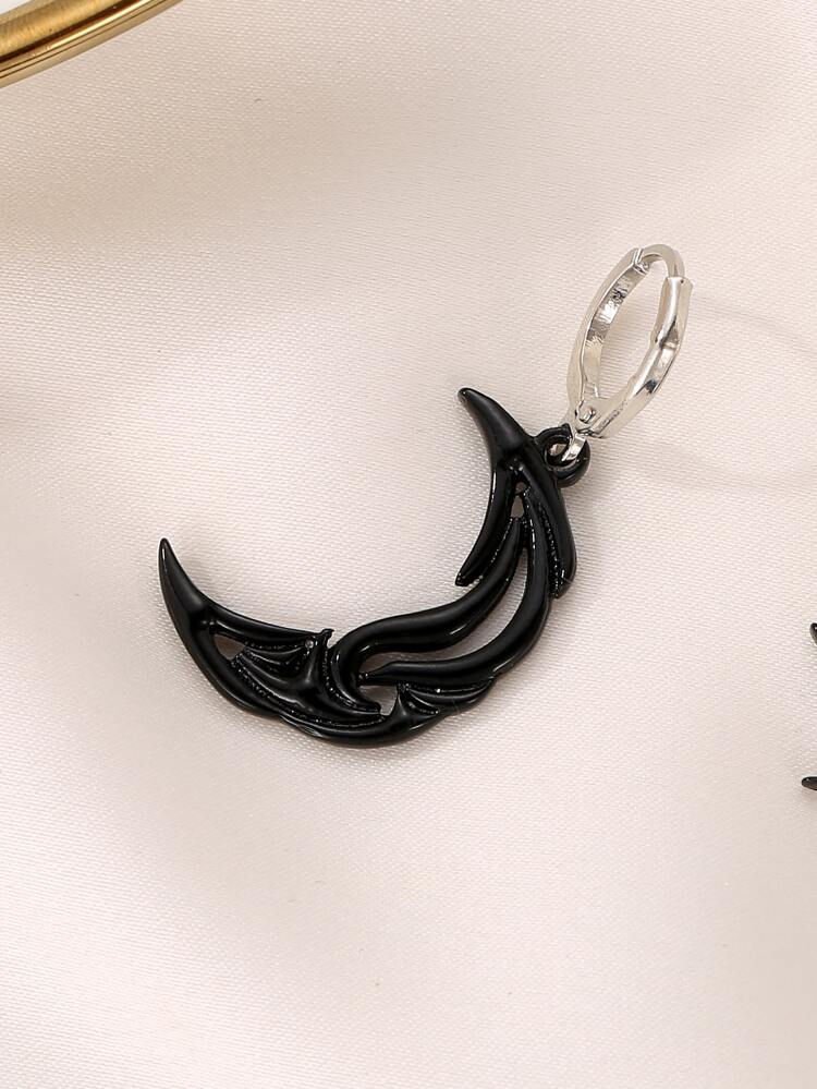 1pair Vintage Asymmetrical Abstract Face, Stars, Moon & Sun Dangle Earrings For Party & Gathering Fashion Accessories