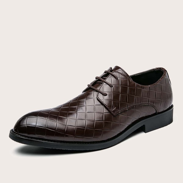 

Men Woven Pattern Dress Shoes, Brown