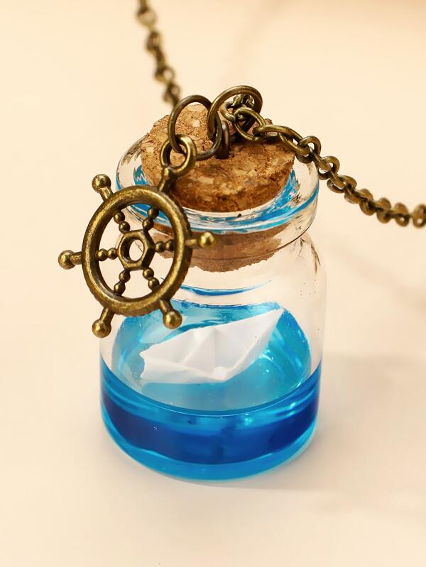 Sailing Rudder Charms 12mm Snap Pendant Necklace Set Drifting Bottle Charms Sailing Rudder Charms 12mm Snap Pendant Necklace Set Drifting Bottle Charms
