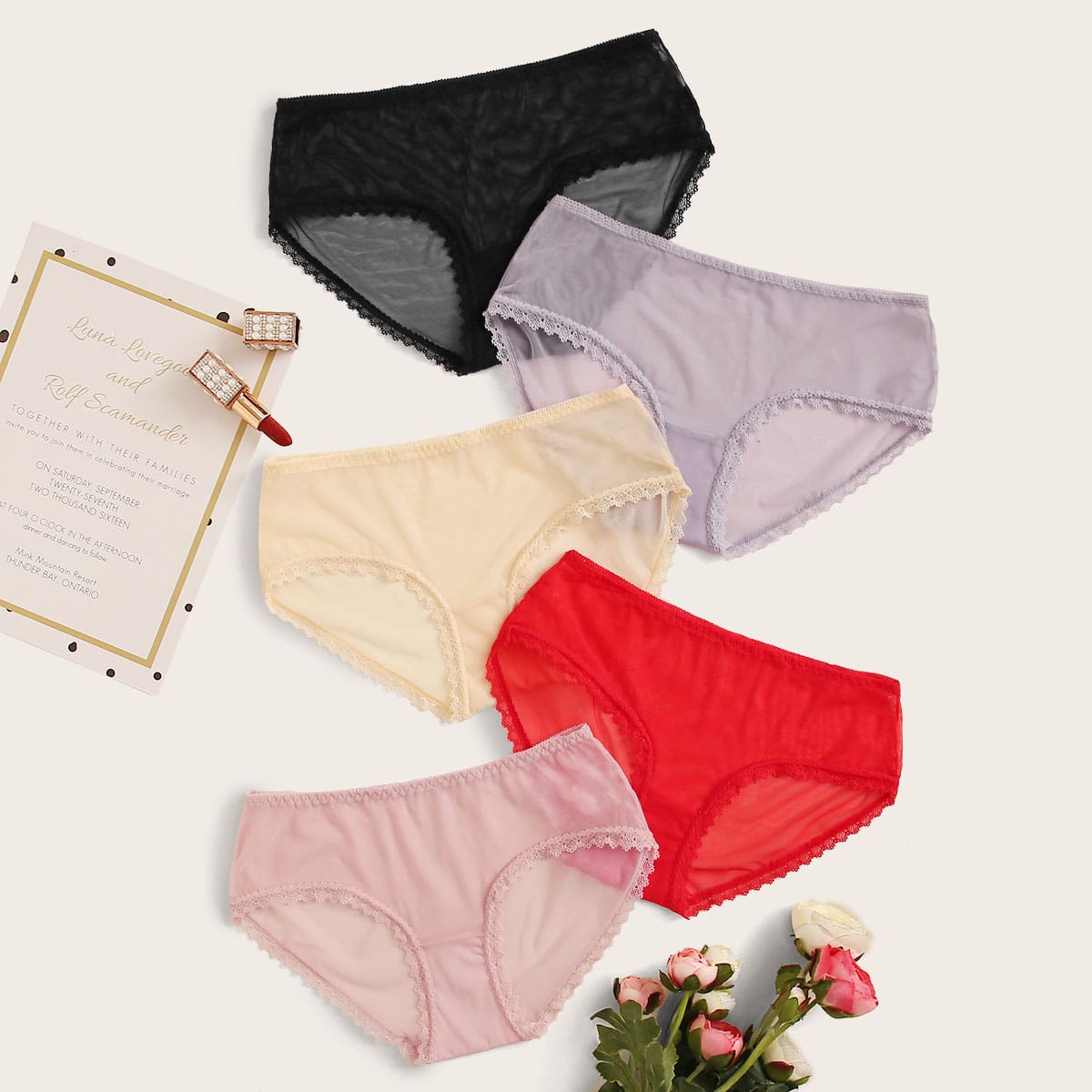 

5pack Mesh Panty Set, Multicolor