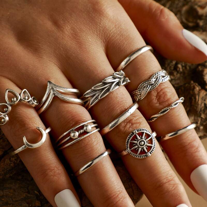 13pcs Ring Pack, Antique silver