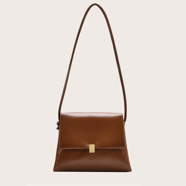 

Minimalist Flap Shoulder Bag, Brown