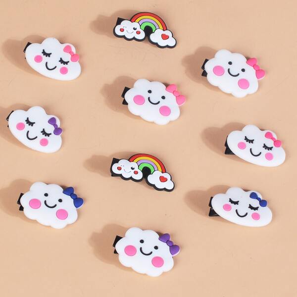 

10pcs Toddler Girls Cartoon Hair Clip, Multicolor