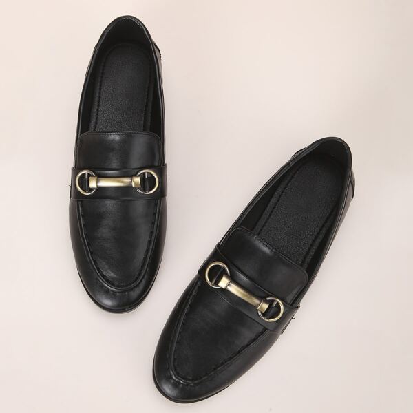 

Metal Decor Loafers, Black