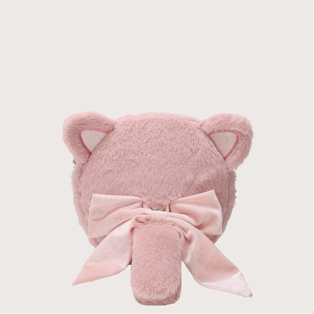 

Faux Fur Fluffy Cat Bag, Pink