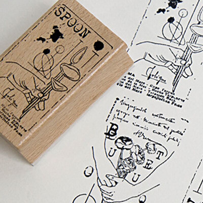 

1pc Random Pattern Wooden Stamp, Khaki