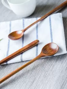 1pc Long Handle Wooden Spoon, Simple Stirring Spoon For Home,Kitchen,Christmas Gift,School Supplies