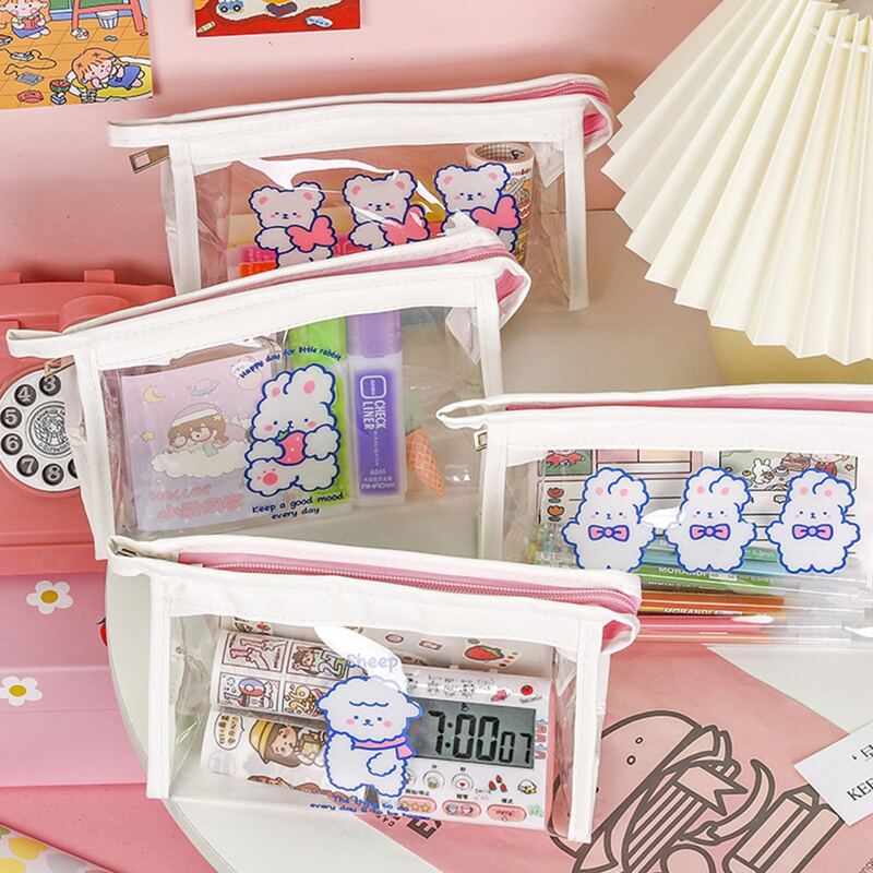 

1pc Cartoon Graphic Random Pencil Bag, White