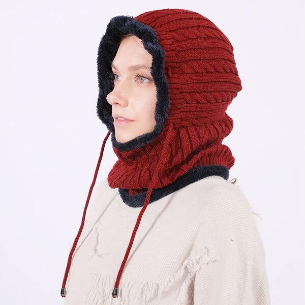 

Cable Knit Warm Hat, Burgundy