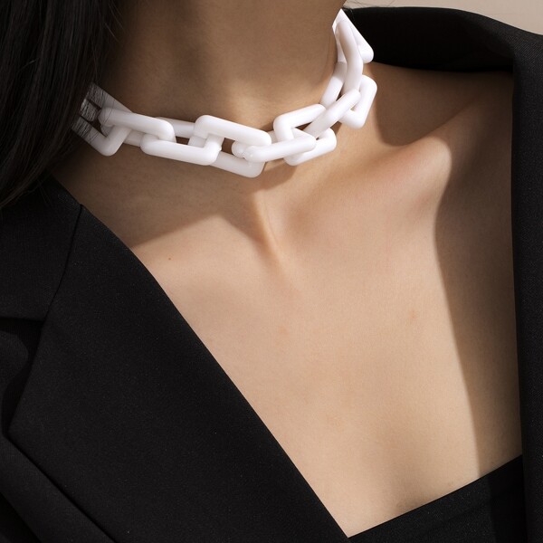 

Acrylic Chain Necklace, White