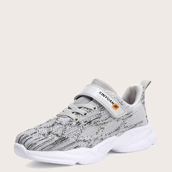 

Boys Velcro Strap Knit Sneakers, Grey
