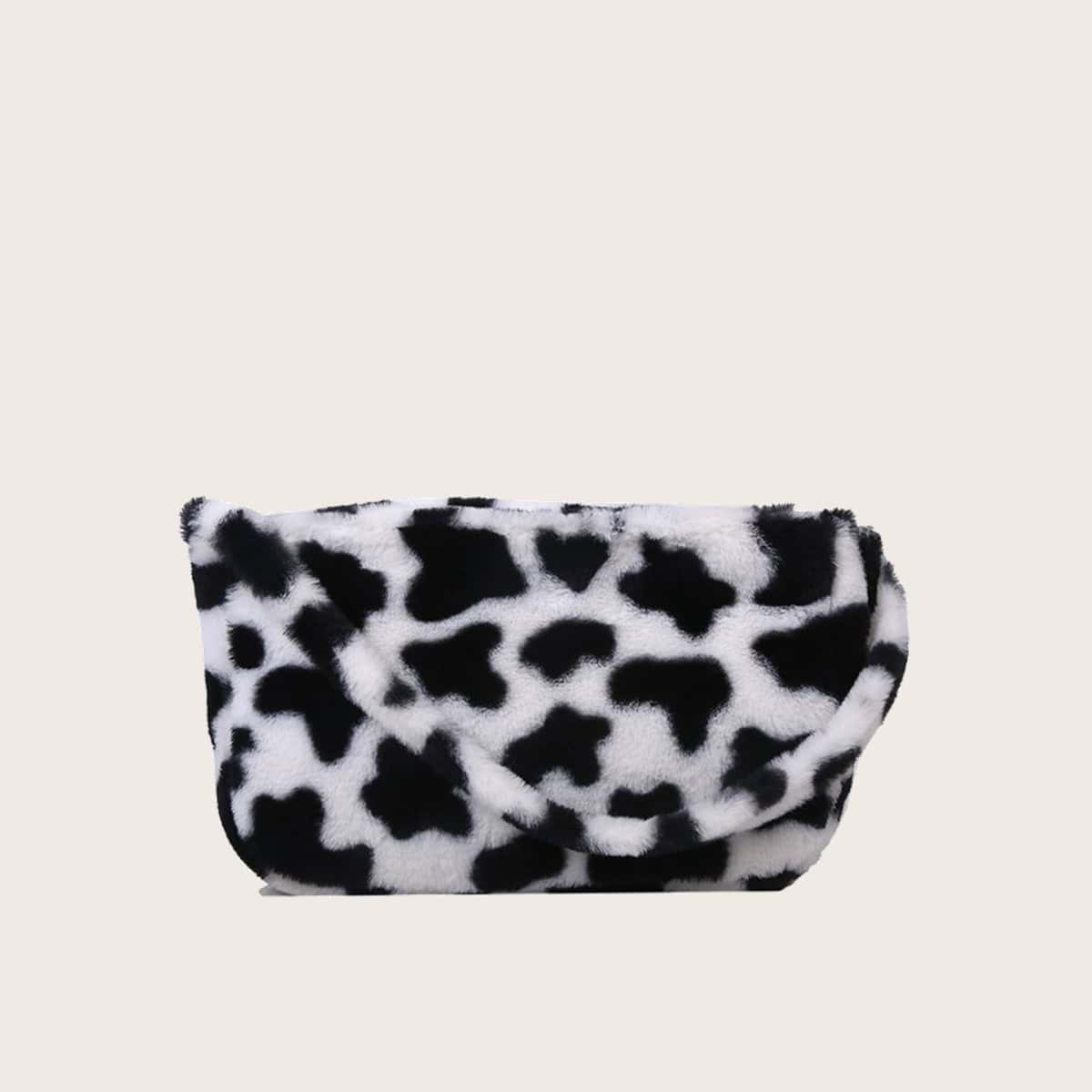 

Cow Pattern Shoulder Bag, Black and white