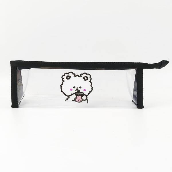 

1pc Cartoon Bear Print Pencil Bag, Clear