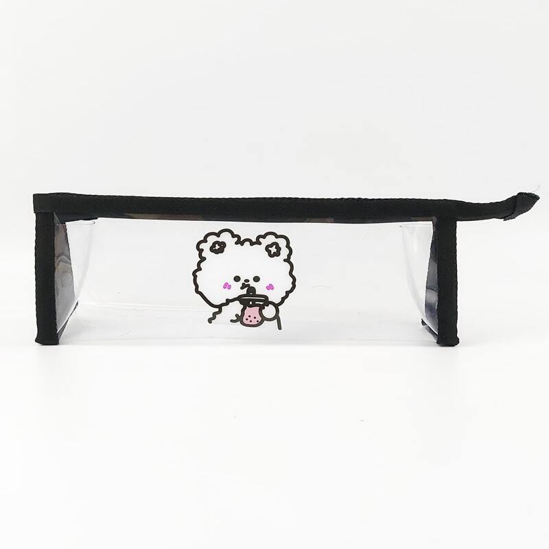 

1pc Cartoon Bear Print Pencil Bag, Clear