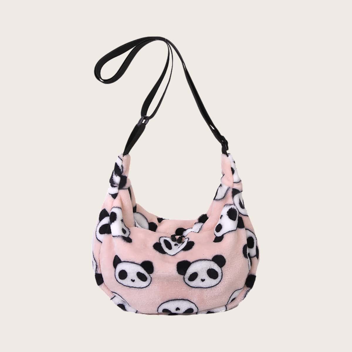 

Fluffy Panda Pattern Bag, Pink