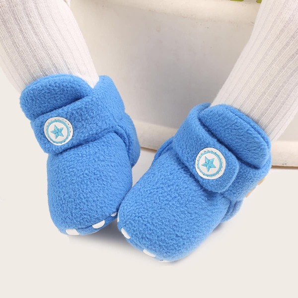 

Baby Boy Button Decor Velcro Strap Warm Boots, Blue