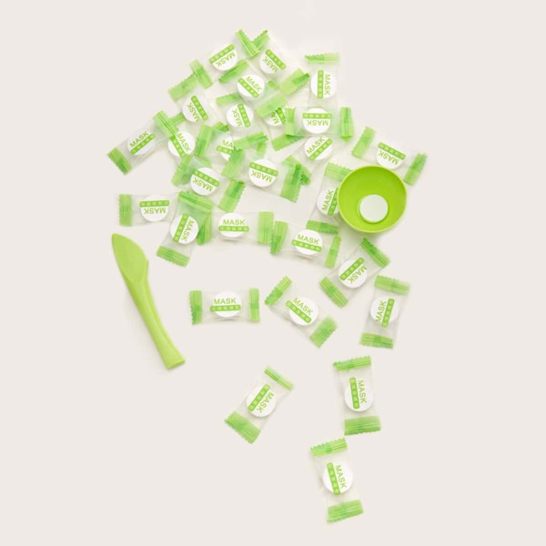 

30pcs Compressed Facial Sheet With 2pcs Bowl Set, Green