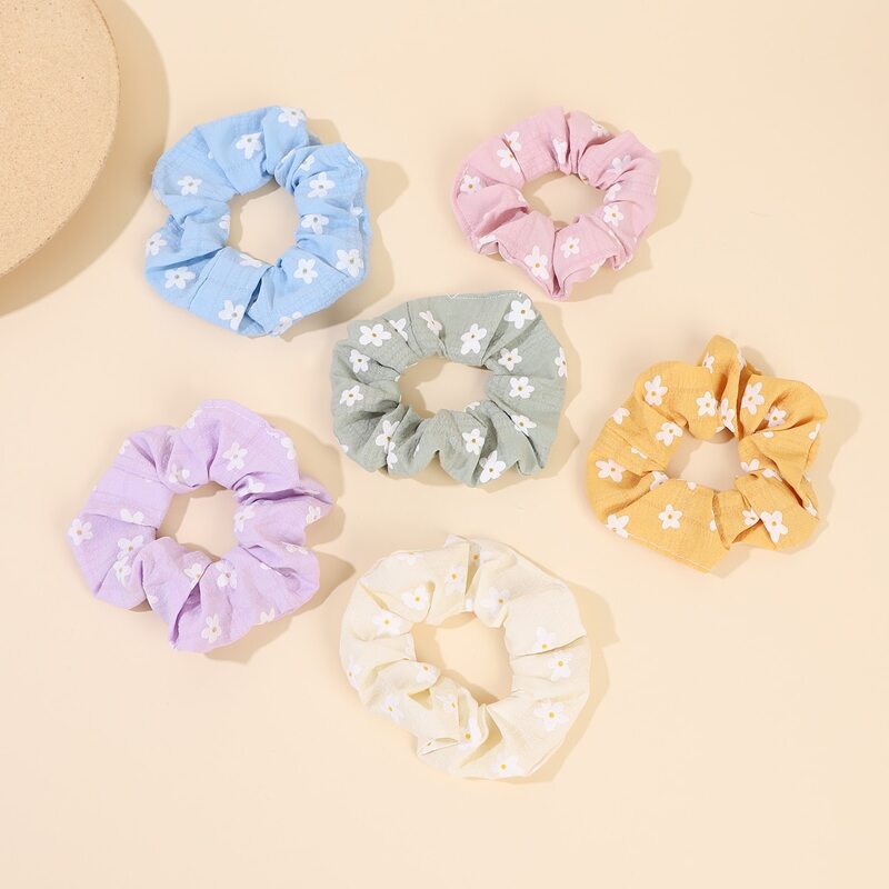 

6pcs Floral Scrunchie, Multicolor