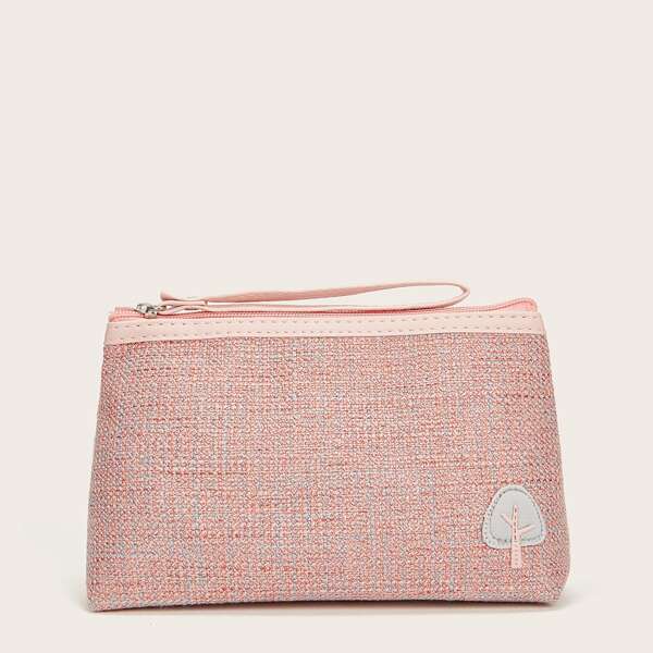 

Patched Detail Makeup Bag, Pink