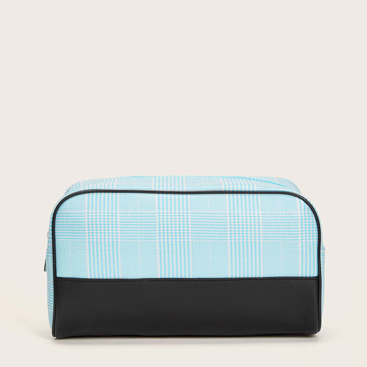 

Plaid Colorblock Makeup Bag, Blue