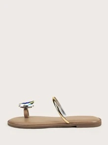 蝴蝶裝飾套趾涼拖 - 棕色 - 查看 3