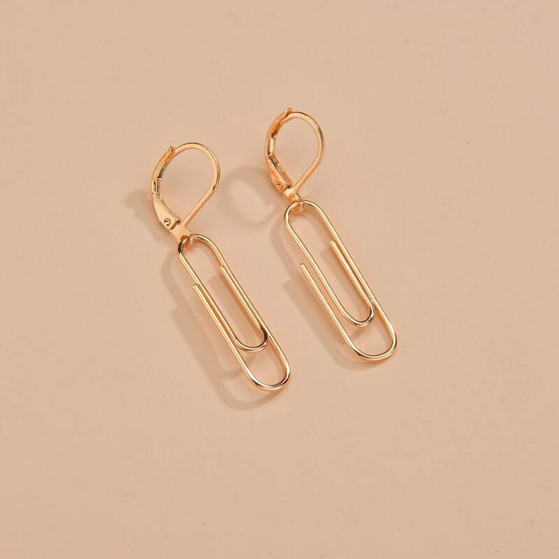 

Paper Clip Charm Drop Earrings, Gold