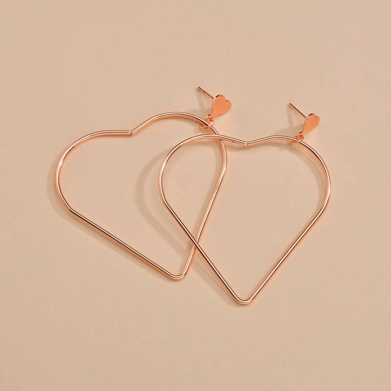 

Heart Charm Drop Earrings, Rose gold