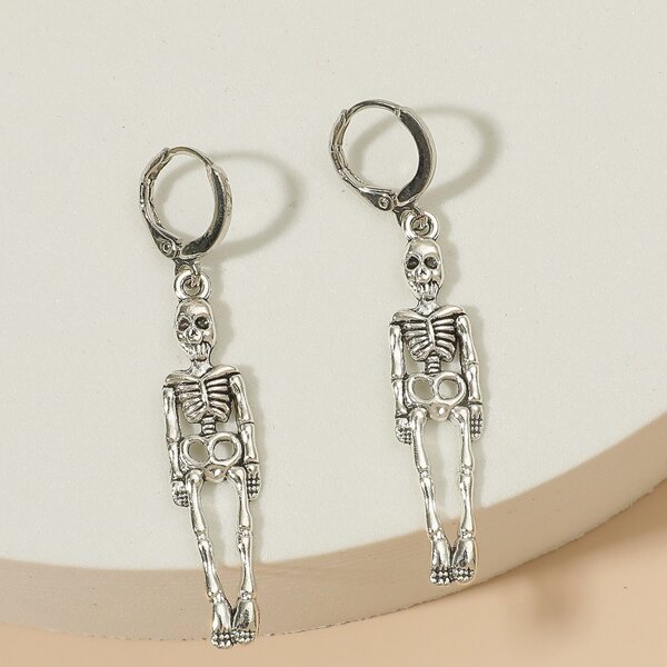 

Skeleton Charm Drop Earrings, Silver
