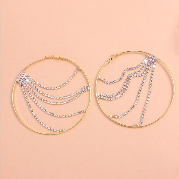 

Rhinestone Decor Hoop Earrings, Gold