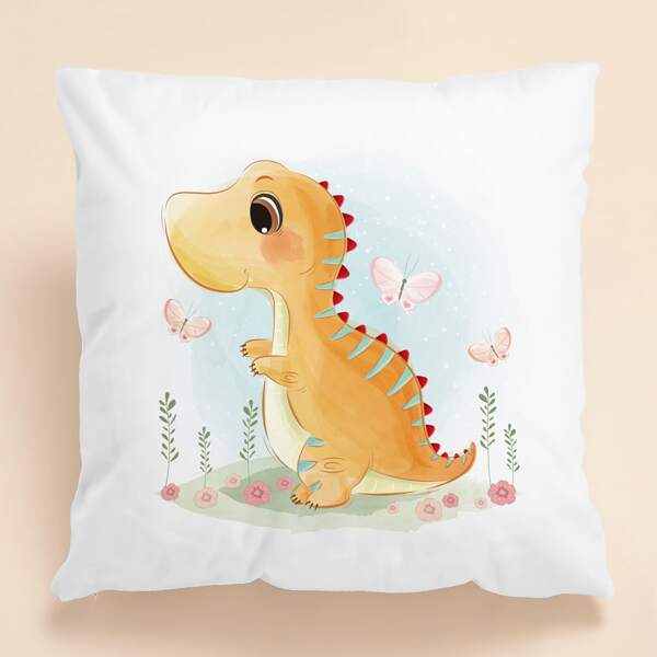 

Kids Cartoon Dinosaur Cushion Cover Without Filler, Multicolor