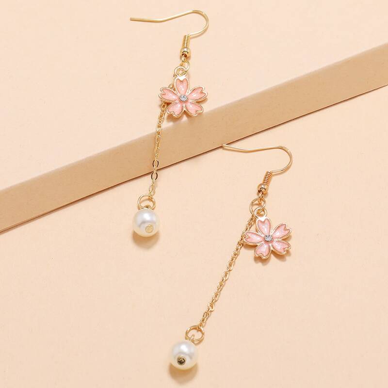 

Faux Pearl & Floral Drop Earrings, Multicolor