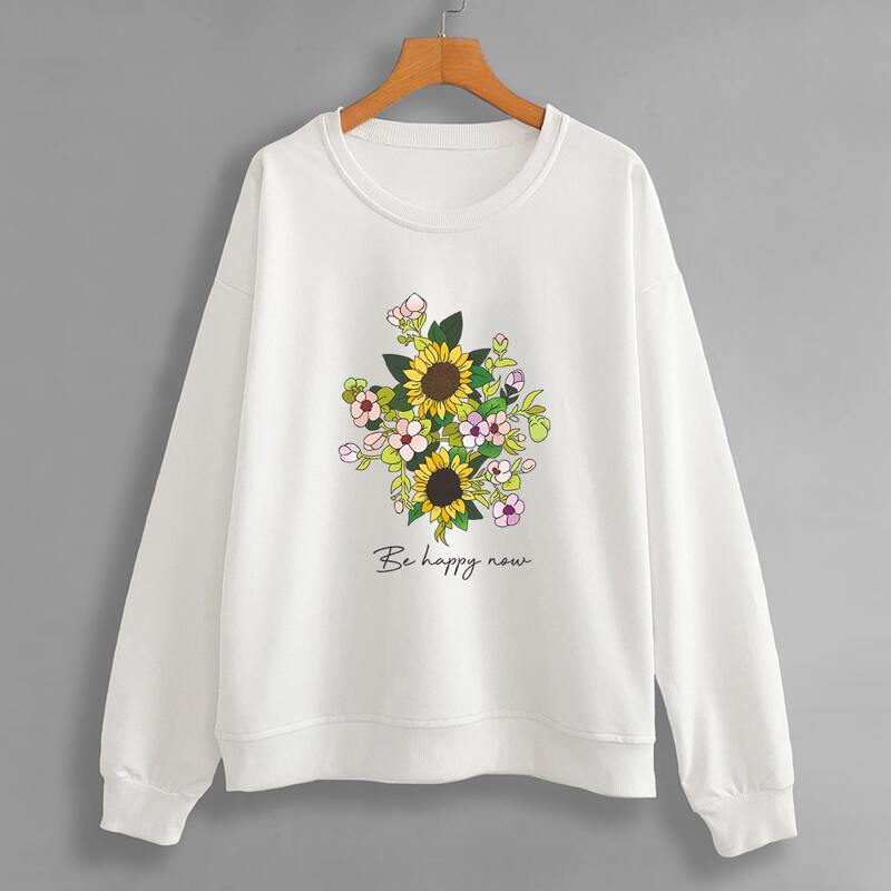 

Letter Flower Graphic Sweatshirt, White