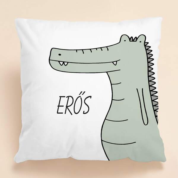 

Kids Cartoon Crocodile Cushion Cover Without Filler, White
