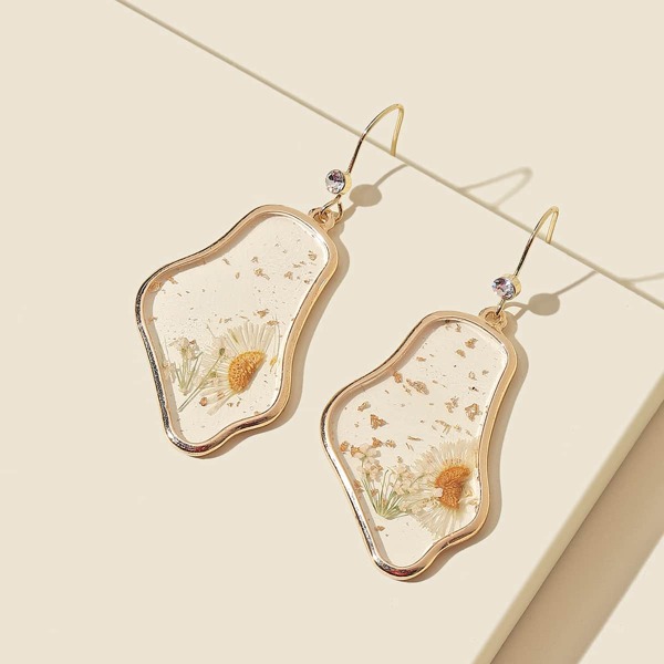

Серьги из смолы с цветком, Многоцветный