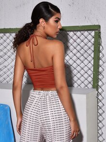 SHEIN Unity Crop Criss Cross Halter Top