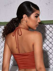 SHEIN Unity Crop Criss Cross Halter Top