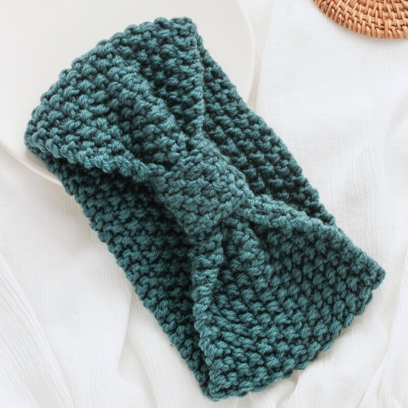 

Solid Knit Headband, Cadet blue