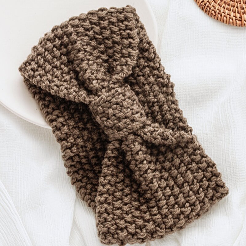 

Solid Knit Headband, Coffee brown