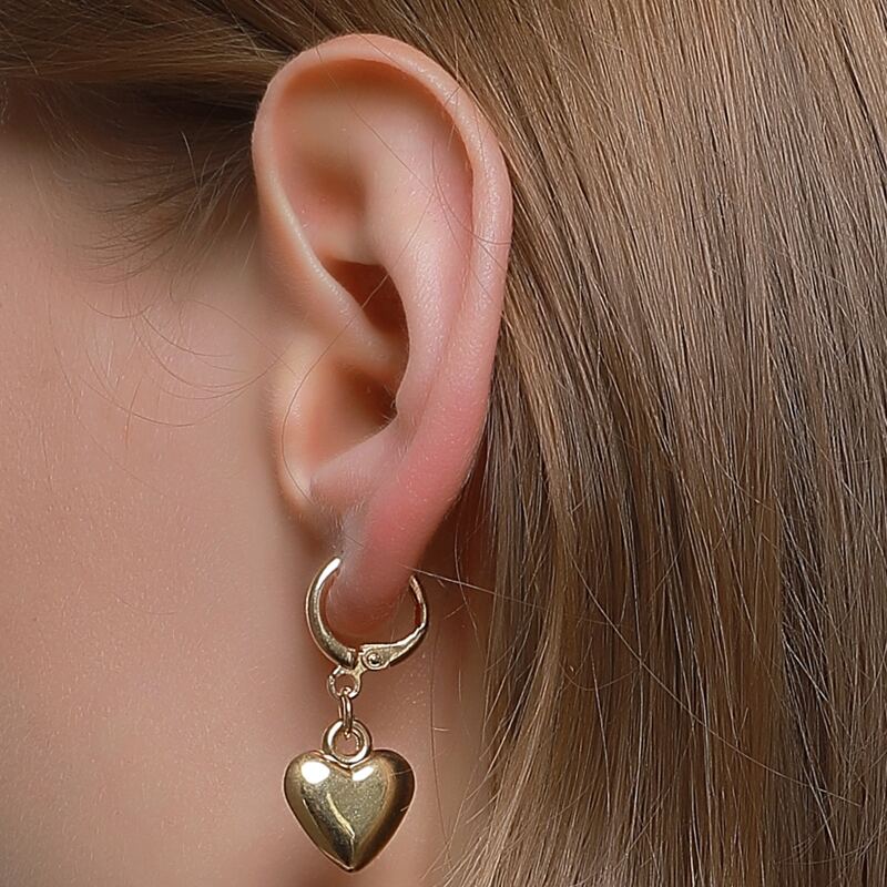 

Heart Drop Earrings, Gold