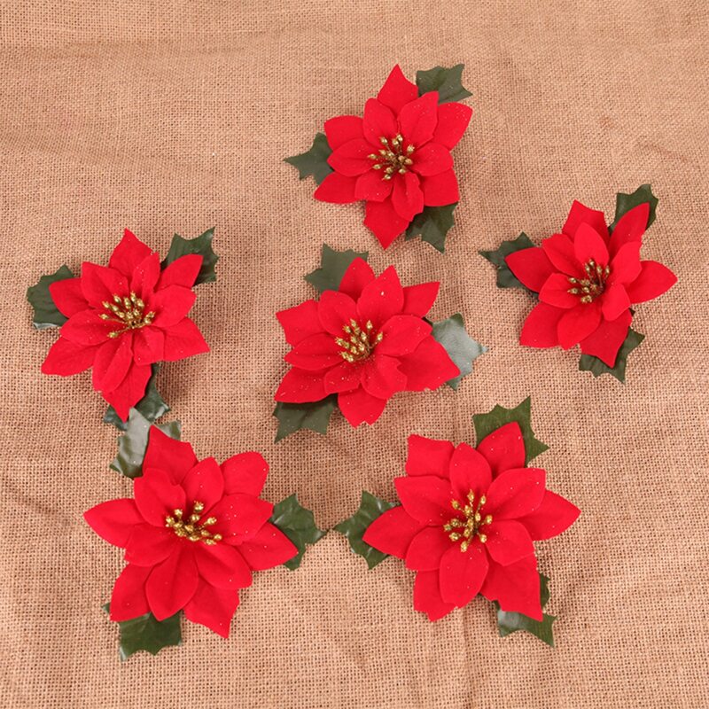 

6pcs Artificial Flower, Red