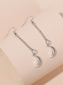 Moon Drop Earrings - Silver - View 1