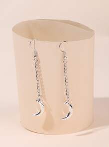 Moon Drop Earrings - Silver - View 2