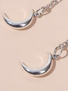 Moon Drop Earrings - Silver - View 3