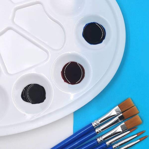 

6pcs Painting Brush & 1pc Plastic Palette, Multicolor