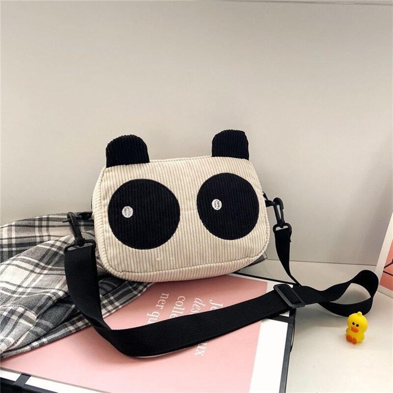 

Colorblock Cartoon Corduroy Crossbody Bag, Black and white
