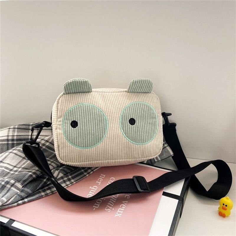 

Colorblock Cartoon Corduroy Crossbody Bag, Beige
