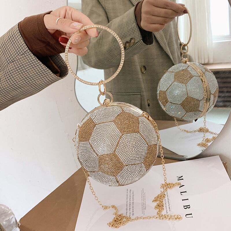 

Rhinestone Soccer Satchel Bag, Multicolor
