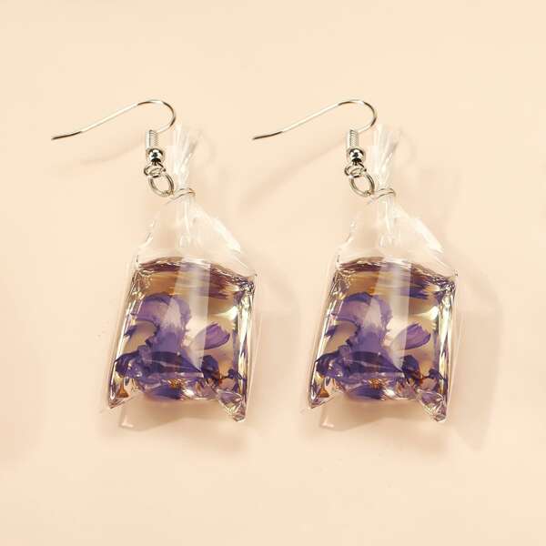 

Flower Design Drop Earrings, Multicolor
