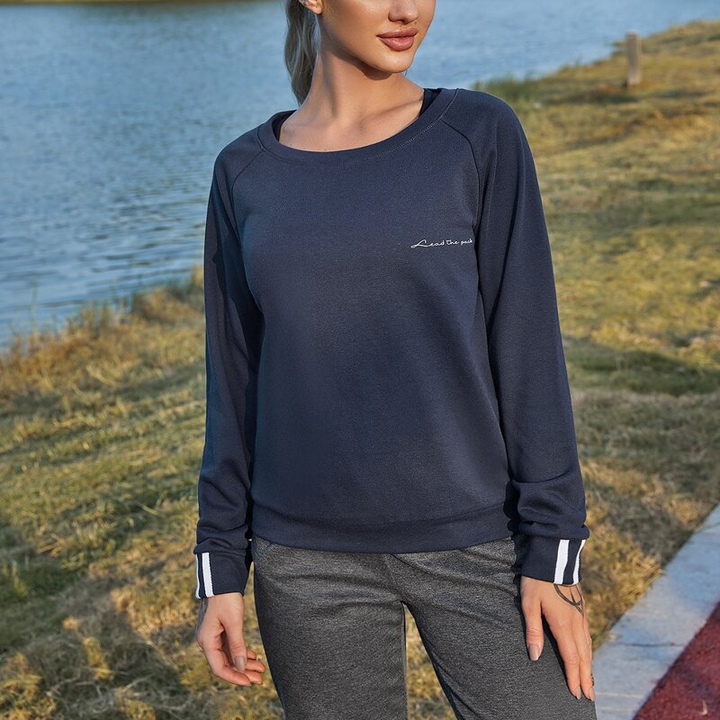 

Slogan Graphic Raglan Sleeve Sports Sweatshirt, Navy blue